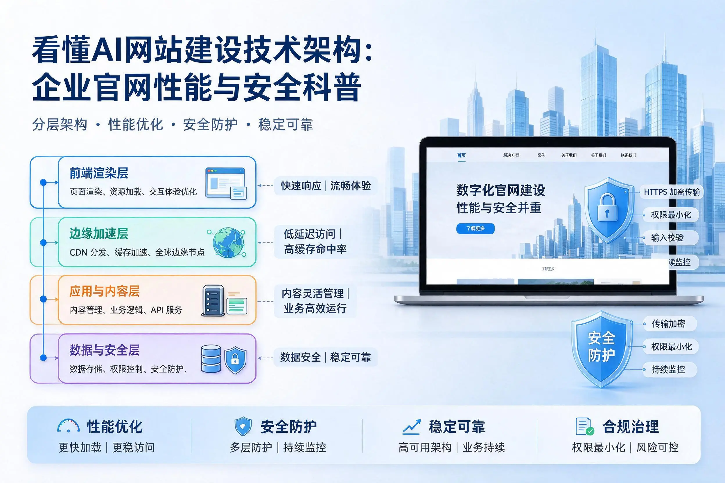 看懂AI网站建设技术架构:黔东南企业官网性能与安全科普